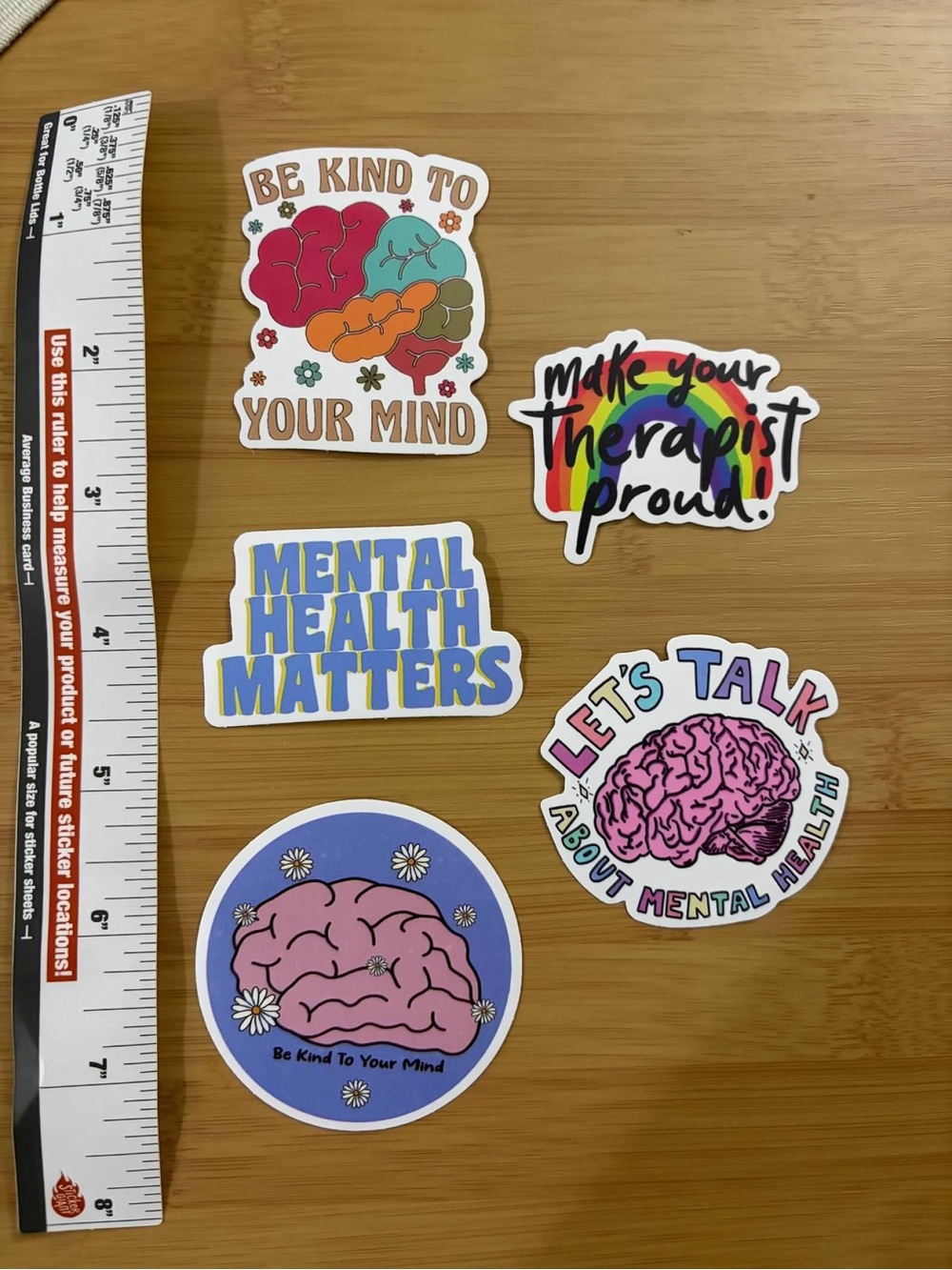 Mental Health Sticker Pack - Multicolor Brain Designs - Picture 2 of 2